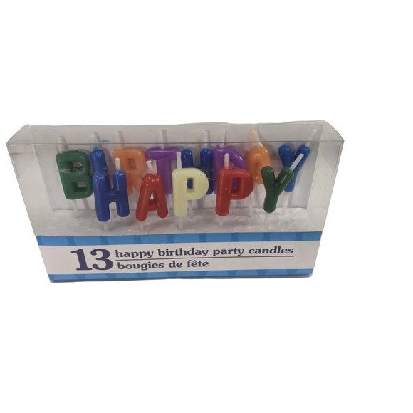 Happy Birthday Multi Colored Primary 13 Letter Candles Cake Decoration Topper Se - Picture 1 of 3